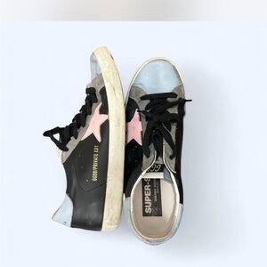 Golden Goose Black and Pink Star Sneakers